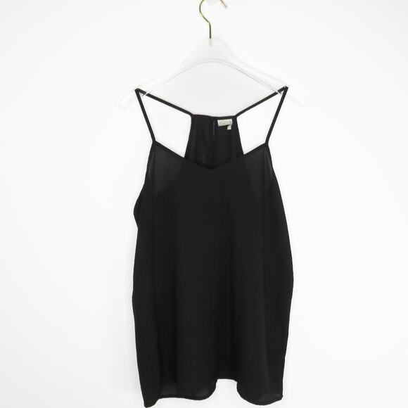 Anthro Paper Crane Black Chiffon Tank Top Small Thin Strap Cami Cute - Picture 2 of 8
